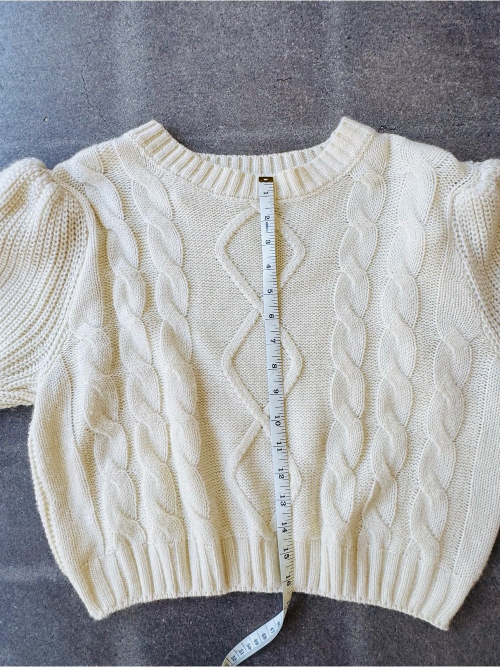 Cream Cable Knit Short-Sleeve Sweater - Picture 7 of 7